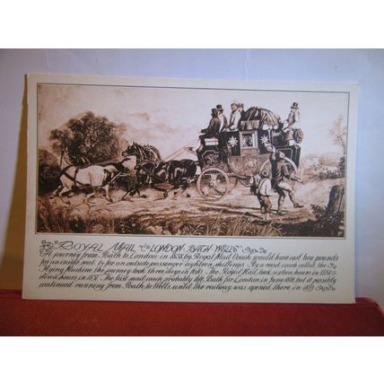 LONDON, BATH, WELLS MAIL COACH IN 1838 , POST OFFICE CARD, unused postcard #