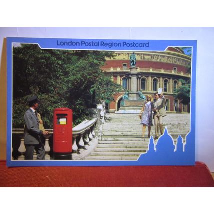 NEW K-TYPE PILLAR BOX, ROYAL ALBERT HALL, LONDON POST OFFICE unused postcard #