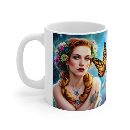 April Diamond Birth Month Colors Fairies & Butterflies #1 Mug 11oz AI Decorative