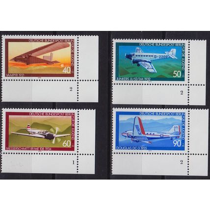 GERMANY BERLIN [1979] MiNr 0592-95 ( **/mnh ) [02] Flugzeuge Eckrand, FormNr