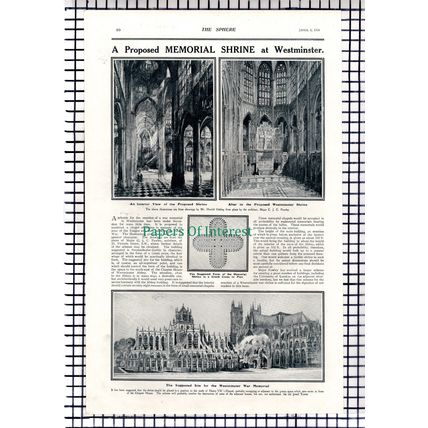 Westminster War Memorial Harold Oakley Major CJC Pawley - 1919 Article