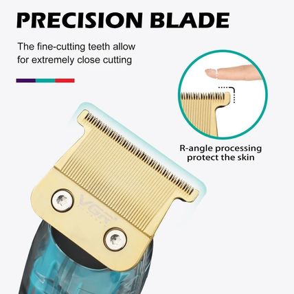 VGR Mens Hair Clipper Trimmer Blade Transparent Body Bald Head Shaver V-961