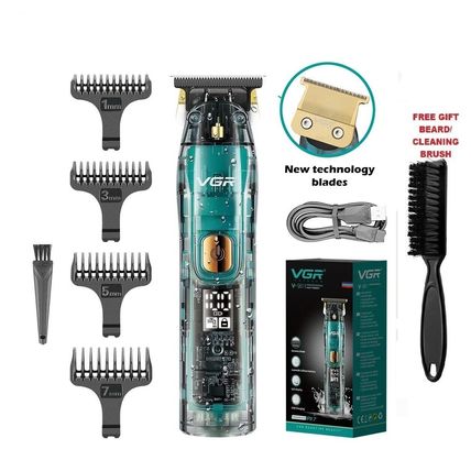 VGR Mens Hair Clipper Trimmer Blade Transparent Body Bald Head Shaver V-961