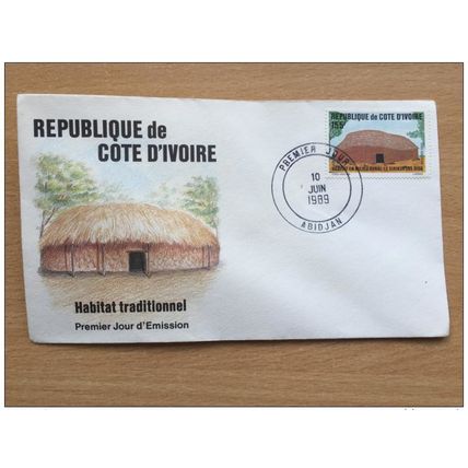 Côte d´Ivoire 1989 FDC Habitat Traditionnel House Haus Wohnen Mi. 996