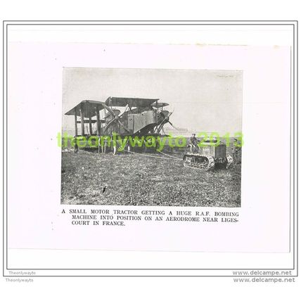 TRACTOR MOVING BOMBING MACHINE, LIGESCOURT, FRANCE, BOOK ILLUSTRATION c1914