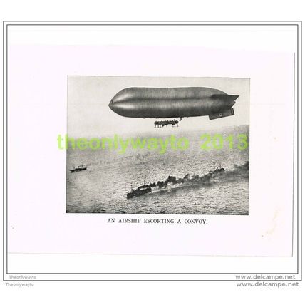 AIRSHIP ESCORTING A CONVOY, PHOTO BOOK ILLUSTRATION c1914