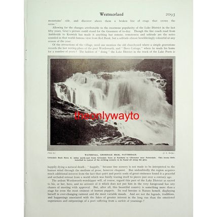 Waterfall, Grisdale Beck, (Westmoreland Map on Reverse), Book Illustration