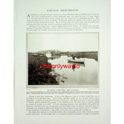 Bridge, Lough Ennil, Mullingar, (Westmeath Map On Reverse), Book Illustration