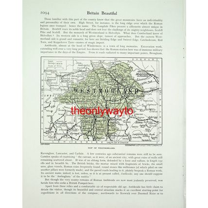 Waterfall, Grisdale Beck, (Westmoreland Map on Reverse), Book Illustration
