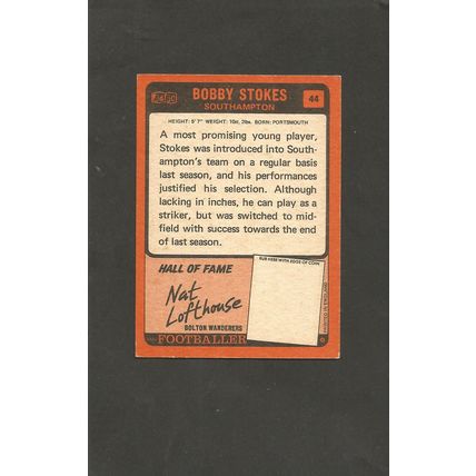 A&BC Orange Back Football 1970-71 #44 Bobby Stokes Southampton