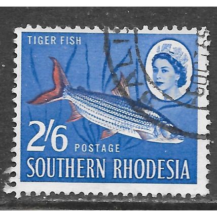 RHODESIA SOUTHERN 1964 QE2 TIGER FISH 2/6d USED