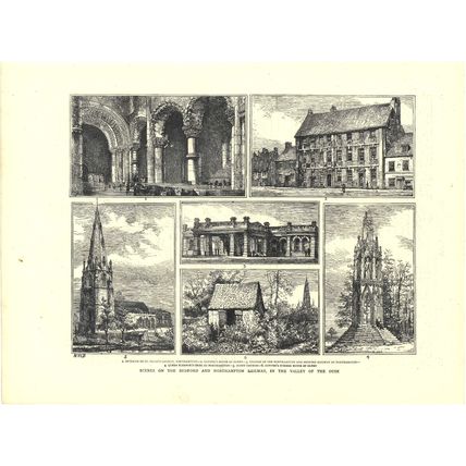 SCENES ON THE BEDFORD AND NORTHAMPTON RAILWAY 1872 VICTORIAN ENGRAVING