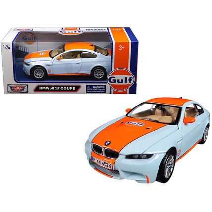 BMW M3 Coupe with "Gulf Oil" Livery Light Blue with Orange Stripe 1/24 Diecas...