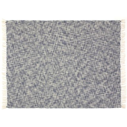 Blue and White Woven Cotton Solid Color Throw Blanket