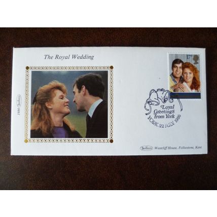1986 GB Royal Wedding Benham Silk FDC 17p Loyal Greetings York Limited Edition