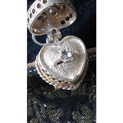 Vintage 1960-s 925 Silver Engagement Ring in Heart Pendant on Modern Chain.