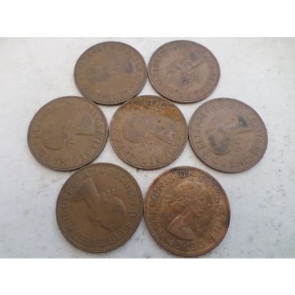 UK / GB -7 differently dated - Elizabeth II - 1d (one penny) coins - 1961/67 #2