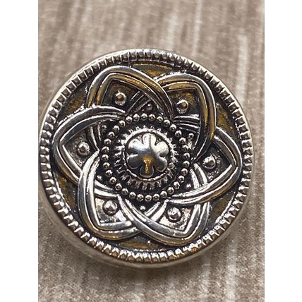 Shank Buttons 15mm Antique Silver Metal Coat Blazer Fancy Flower Design