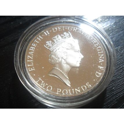 1996 Elizabeth II £2 Silver Proof - European Football Championships.