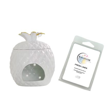 Woodside Home Living Pineapple Shaped Wax Melt Burner With Free Wax Melt - Fresh