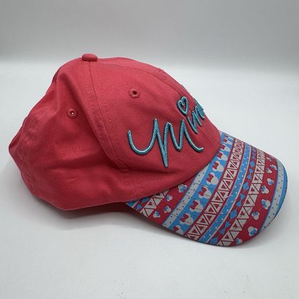 Disney Parks Minnie Mouse Youth Hat Coral Pink Heart Cap Adjustable Kids