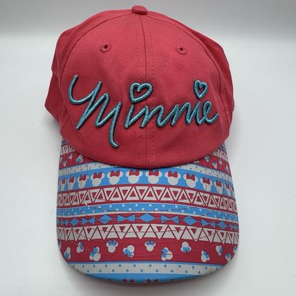 Disney Parks Minnie Mouse Youth Hat Coral Pink Heart Cap Adjustable Kids