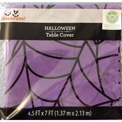 "NEW PURPLE 4.5 x 7 FEET VINYL HALLOWEEN SPIDERWEB TABLECLOTH"