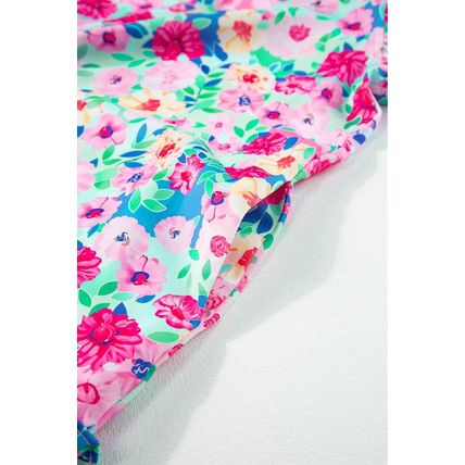 Multicolour Floral Print Flutter Sleeve Ruffled Mini Dress