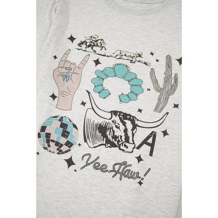 Light Grey Yee Haw Western Fashion Print Plus Size Tee