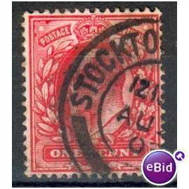 GB stamps 1902-10 KEV11 - 1d SG219 Stockton On Tees 22