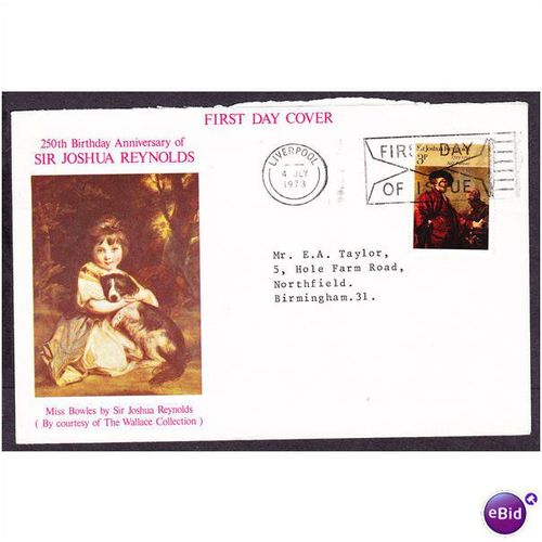 1973 Sir Joshua Reynolds 250th Birthday Anniversary. First Day Cover