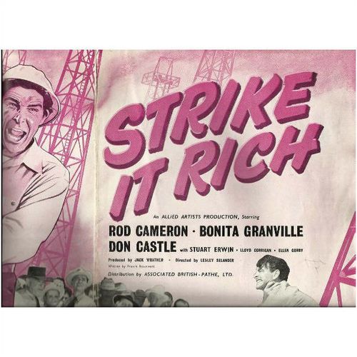 STRIKE IT RICH Rod Cameron, Bonita Granville, Don Castle Press Book
