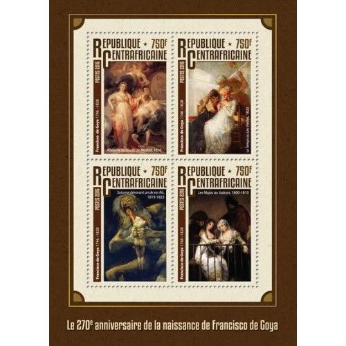 CENTRAL AFRICA 2016 SHEET MNH DE GOYA ART PAINTINGS ARTE PINTURAS 2