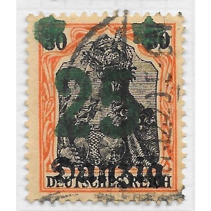 DANZIG 1920 25pf Mi 12 surcharged on 30pf germania overprinted used