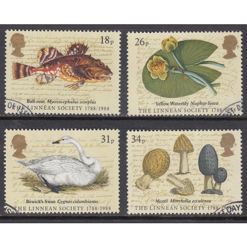 Great Britain 1988 200th Linnean Society Used SG 1380-1383 postage stamp