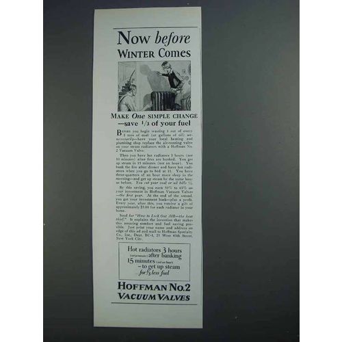 1927 Hoffman No. 2 Vacuum Valves Ad - Winter Comes