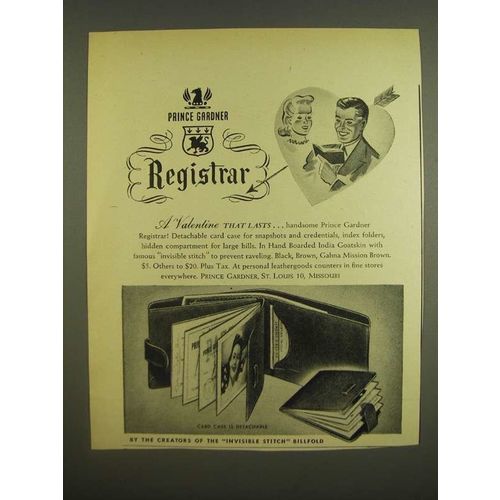 1945 Prince Gardner Registrar Ad - A valentine that lasts