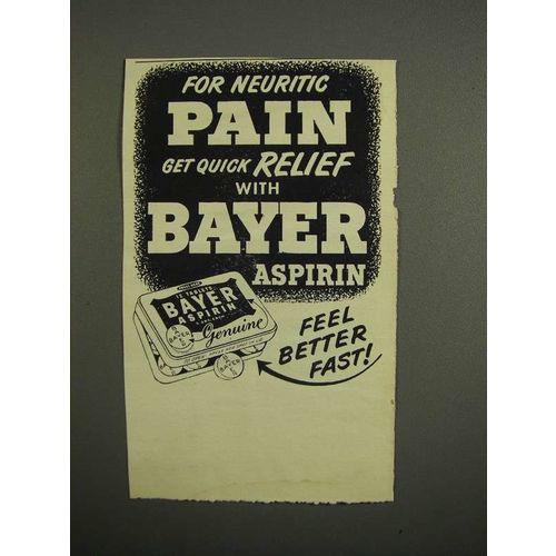 1952 Bayer Aspirin Ad - For Neuritic Pain Relief