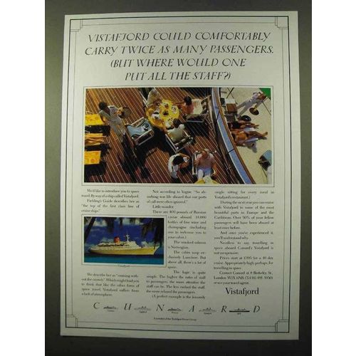1985 Cunard Vistafjord Cruise Ad - Could Carry Twice