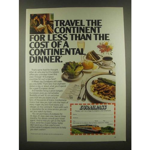 1985 Eurailpass Train Ad - Lless Than Dinner