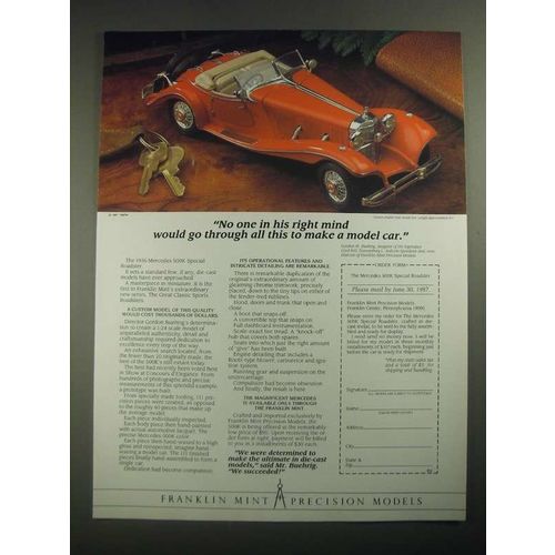 1987 Franklin Mint Precision Models Ad - 1935 Mercedes 500K Special Roadster