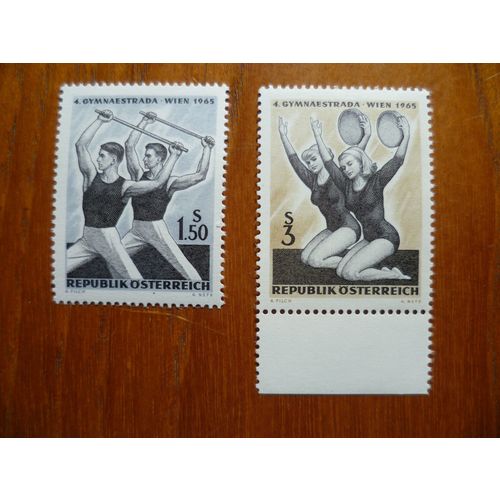 Austria 1965 Fourth Gymnaestrada Vienna mint stamp SG1453-4 gymnasts