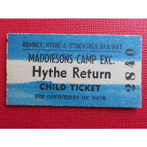 Romney Hythe & Dymchurch Railway Maddiesons Camp Exc. Hythe Rtn Child Ticket