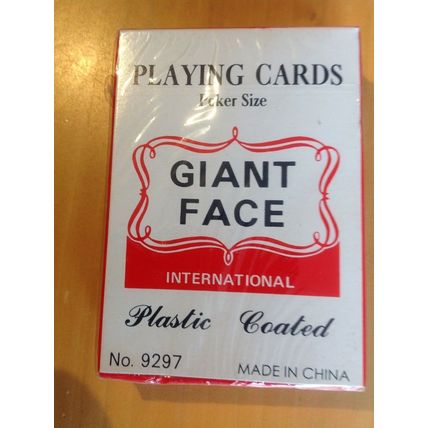 Giant Face Plastic Coated Playing cards deck Red Poker Size BNIP