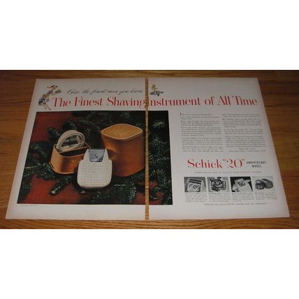 1950 Schick 20 Shaver Ad - The finest shaving instrument of all time