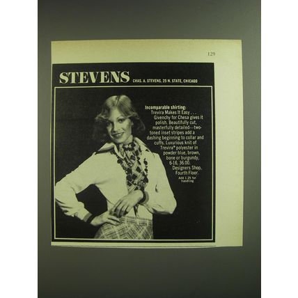 1974 Chas. A. Stevens Givenchy for Chesa Shirt Ad - Incomparable Shirting
