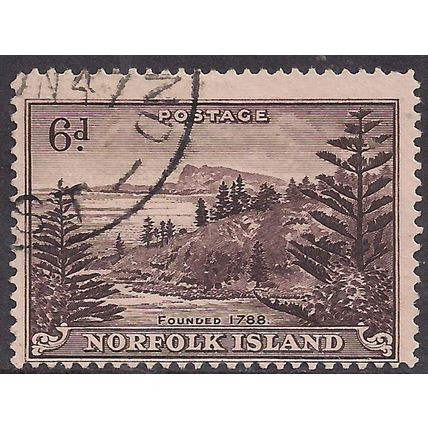 Norfolk Island 1947 - 59 KGV1 6d Purple Brown used SG 9 ( D507 )