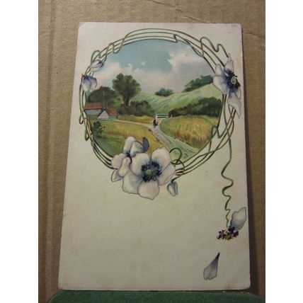 COUNTRY SCENE with clematis unused vintage postcard =