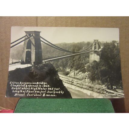CLIFTON SUSPENSION BRIDGE unused vintage postcard RP by Garratt =