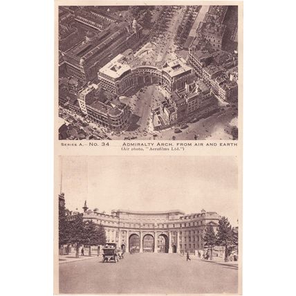 Admirality Arch London From Air & Earth Unique Antique Postcard